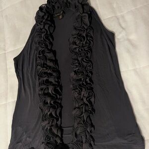 Kische Black Ruffle Sleeveless Top